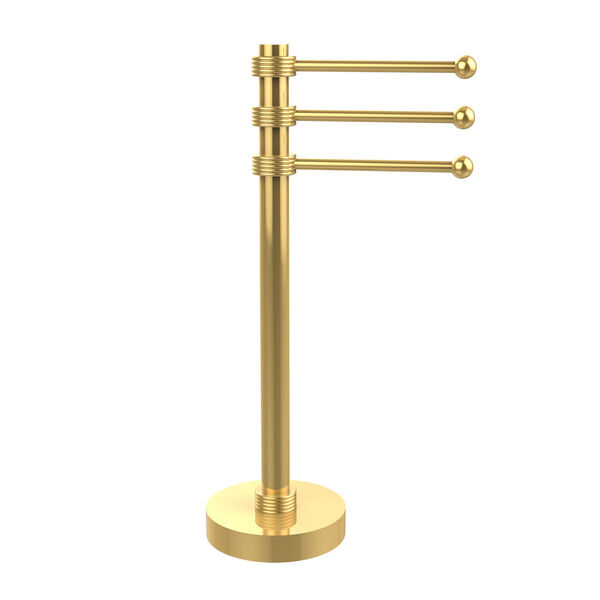 Vanity Top 3 Swing Arm Guest Towel Holder with Groovy Accents, Polished Brass, image 1