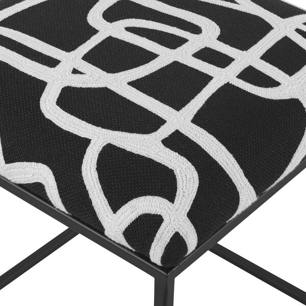 Twists And Turns Black and White Fabric Accent Stool, image 5