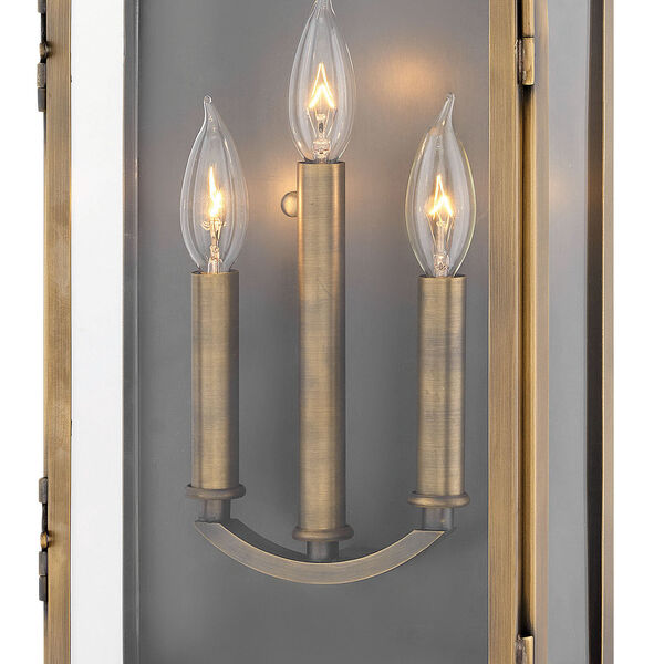Rowley Light Antique Brass Three-Light Outdoor Large Wall Mount, image 6