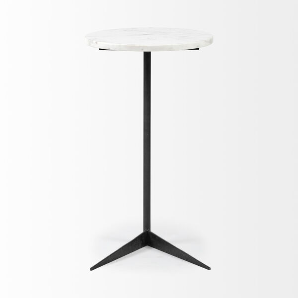 Ballatine II White and Black Round Marble Top End Table, image 2
