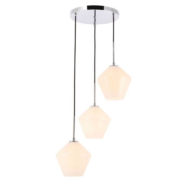 Gene Chrome 18-Inch Three-Light Pendant with Frosted White Glass, image 4