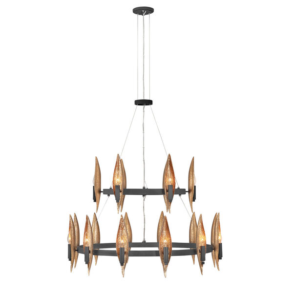 Willow Carbon Black with Deluxe Gold 18-Light Chandelier, image 2