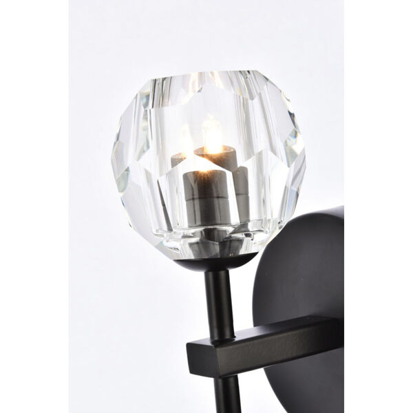 Eren Black One-Light Wall Sconce with Royal Cut Clear Crystal, image 5