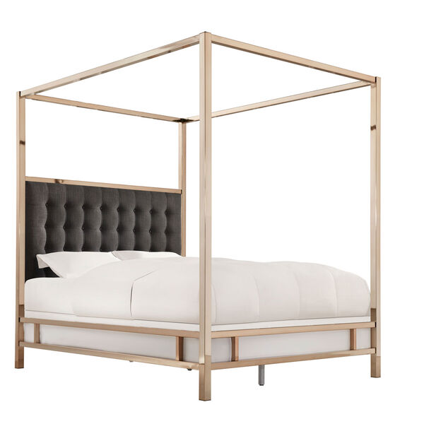 Adora Graphite Glam Champagne Brass Queen Canopy Bed, image 2