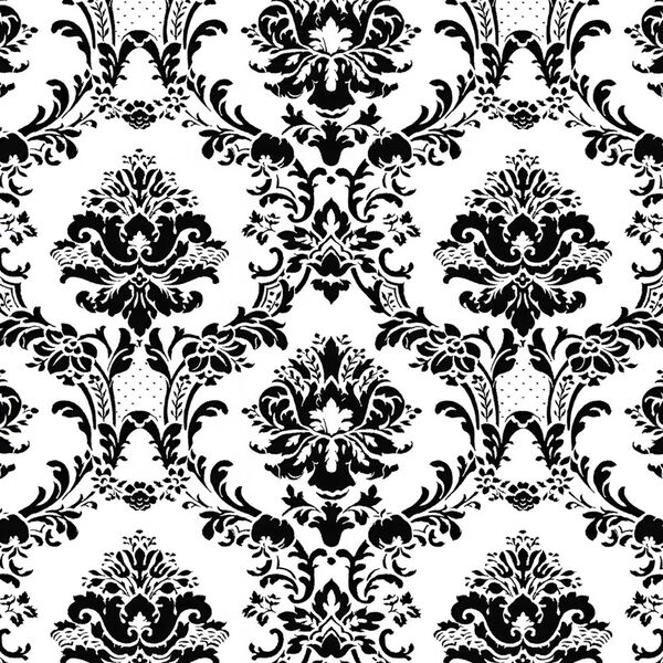 Document Damask Black and White Wallpaper, image 1