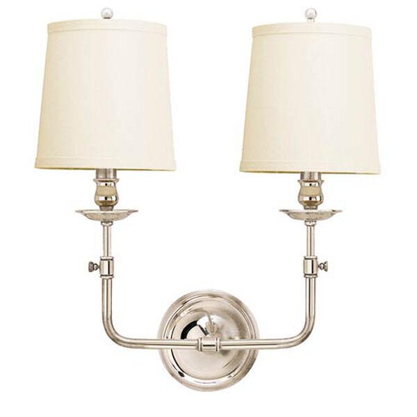 Logan Polished Nickel Two-Light Wall Sconce, image 1