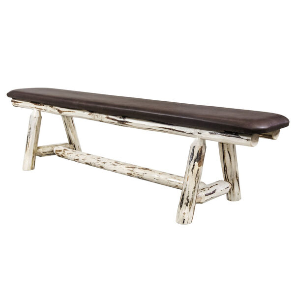 Montana Clear Lacquer 6 Foot Plank Style Bench with Saddle Upholstery, image 3