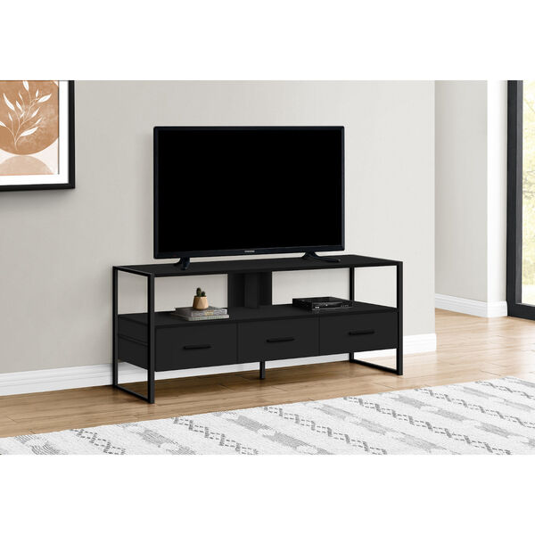 Black TV Stand with Three Drawers, image 2