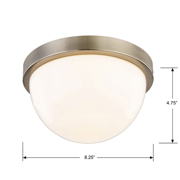 Nicollet Satin Nickel 8-Inch LED Flush Mount  with White Opal Glass, image 2