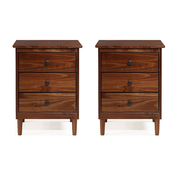 Spencer Walnut Three-Drawer Solid Wood Nightstand, Set of Two, image 4