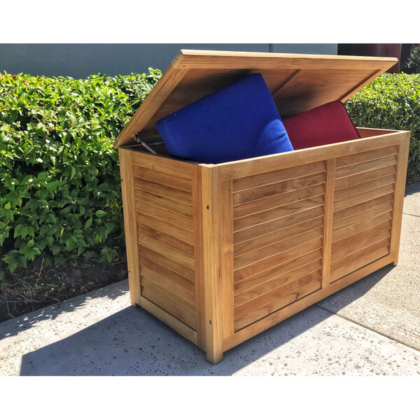 Poolside Nature Sand Teak Teak Outdoor Storage Cushion Box, image 2