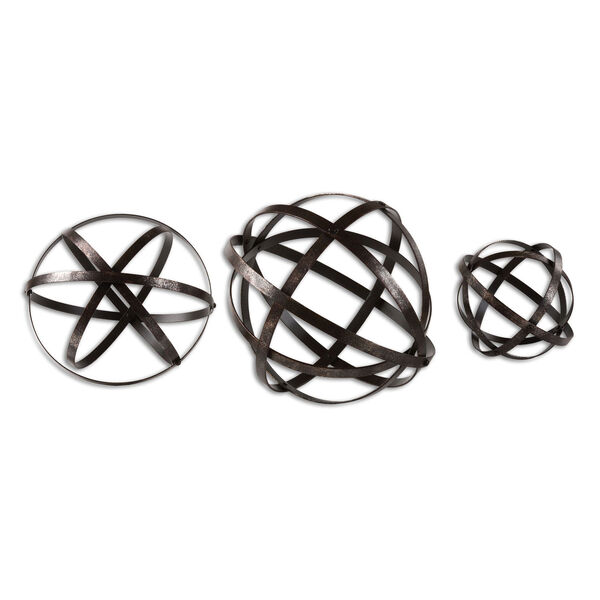 Stetson Aged Bronze Spheres, Set of Three, image 1