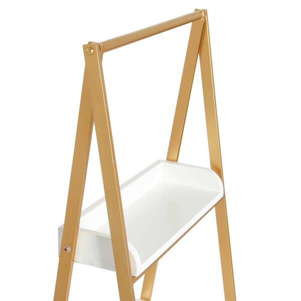 White and Gold Three Tier A-Frame Open Shelf, image 3