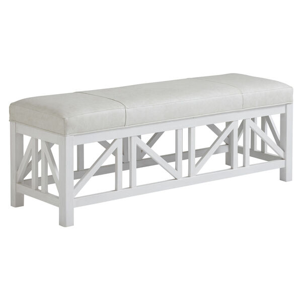 Ocean Breeze White Birkdale Leather Bench, image 1