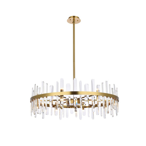 Serena Satin Gold and Clear 36-Inch Round Chandelier, image 1