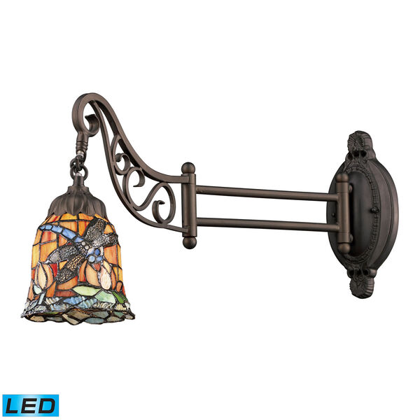 Mix-N-Match Tiffany Bronze LED Swing Arm with Multi-Colored Glass, image 1