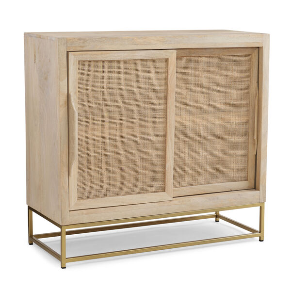 Kristin Natural and Gold Two-Sliding Door cabinet, image 2