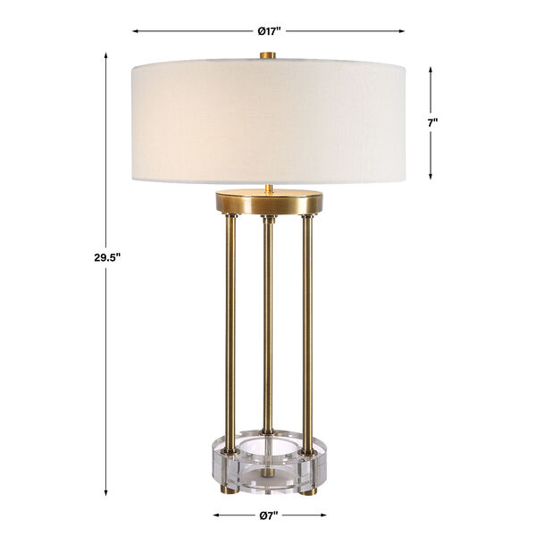 Pantheon Antique Brass and Off White Two-Light Table Lamp, image 3