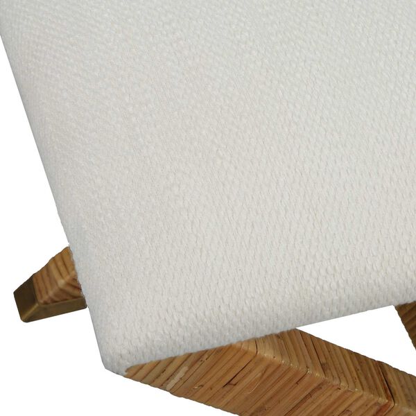 St. Tropez Natural and White Rattan Small Bench, image 6