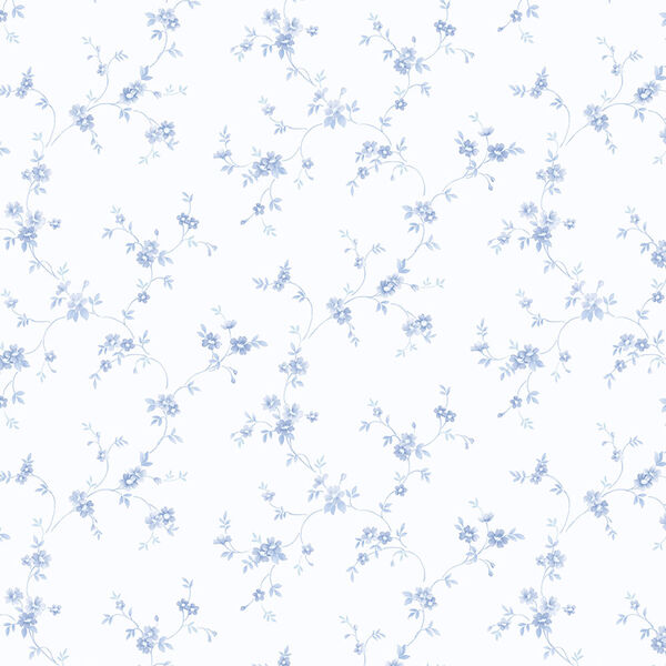 Como Trail Blue and White Floral Wallpaper, image 1