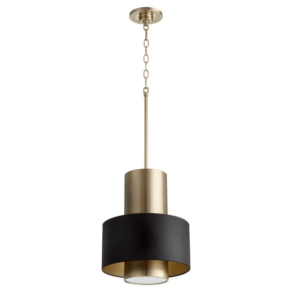 Noir and Aged Brass One-Light Pendant, image 1