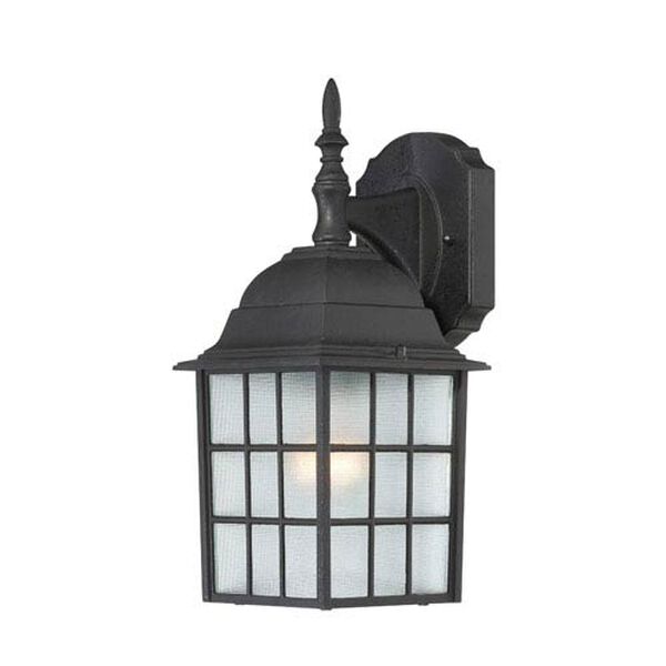 Adams Textured Black Finish One Light Outdoor Wall Sconce with Frosted Glass, image 1