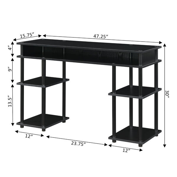 Designs2Go Black No Tools Student Desk with Shelves, image 5