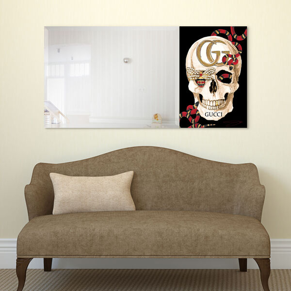 GG Skull Black 24 x 48-Inch Rectangle Beveled Wall Mirror, image 1