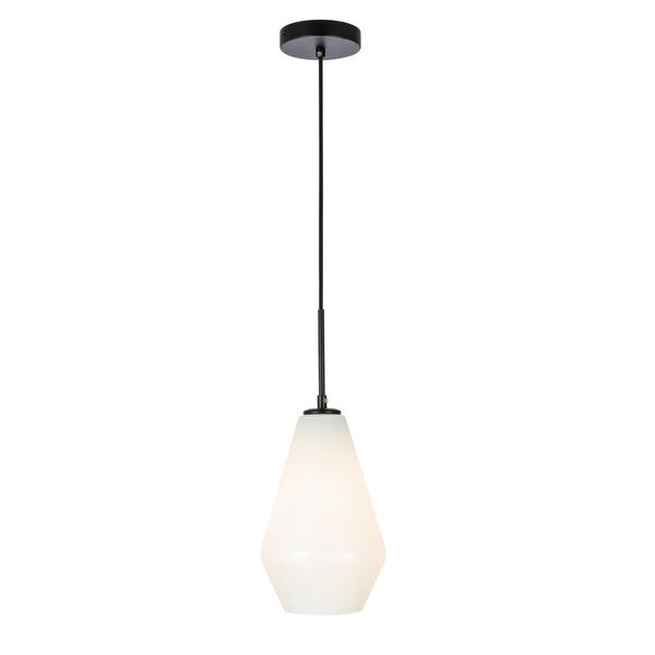 Gene Black Seven-Inch One-Light Mini Pendant with Frosted White Glass, image 4