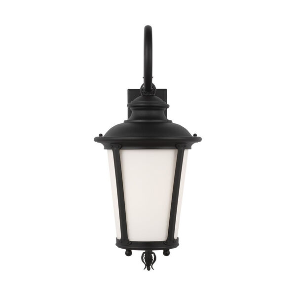 Cape May Black 11-Inch One-Light Outdoor Wall Sconce with Etched White Inside Shade, image 1