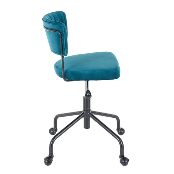 Tania Black and Teal Rich Velvet Upholstery Task Chair, image 2