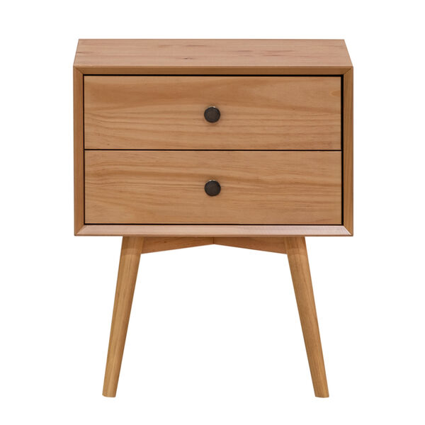 Natural Pine Two-Drawer Solid Wood Nightstand, image 2