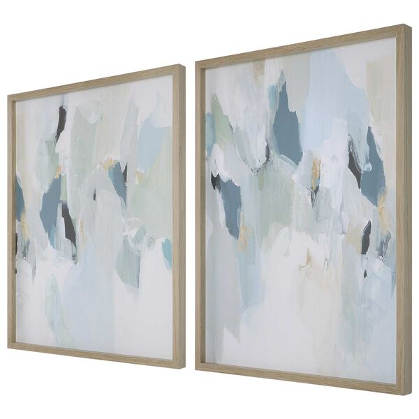 Seabreeze Blue Abstract Framed Canvas Prints, Set of Two, image 4