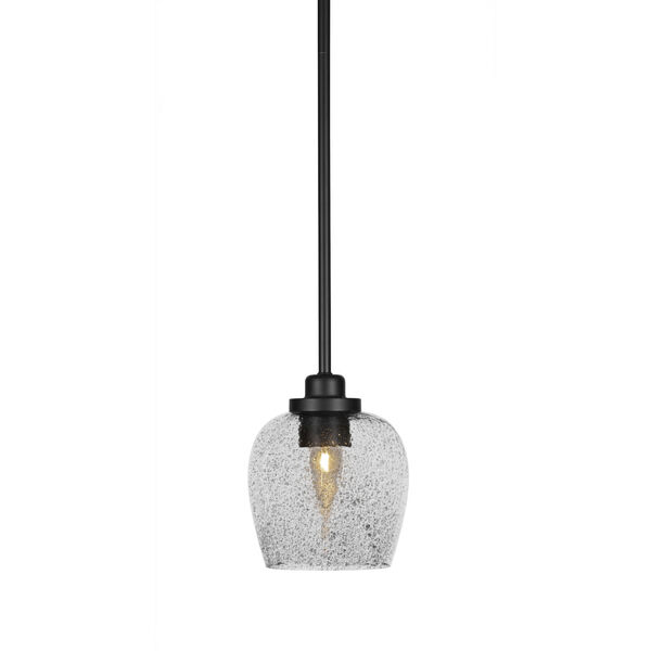 Odyssey Matte Black Eight-Inch One-Light Mini Pendant with Smoke Bubble Glass Shade, image 1