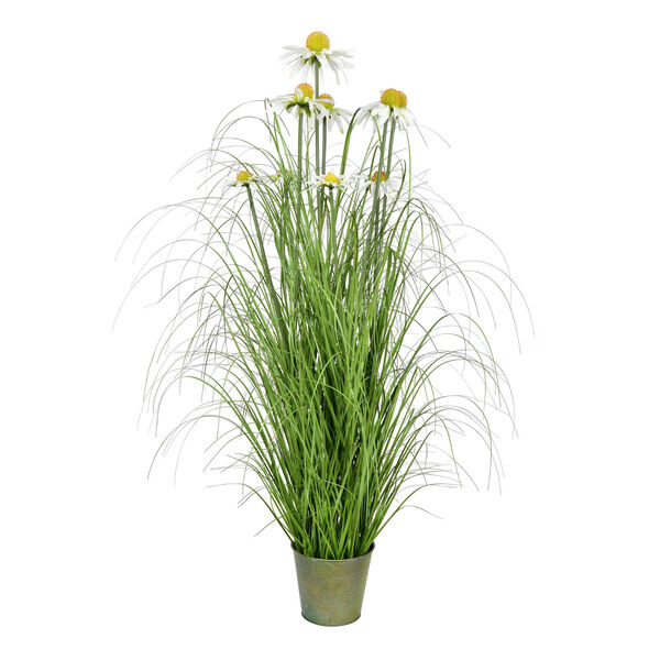 Green 37-Inch Daisy Grass with Iron Pot, image 1