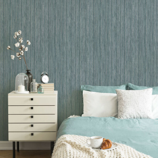 Grasscloth Chambray Peel and Stick Wallpaper, image 1