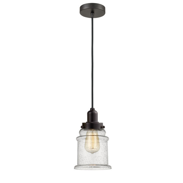 Whitney Oil Rubbed Bronze Eight-Inch One-Light Mini Pendant with Black Cord, image 1