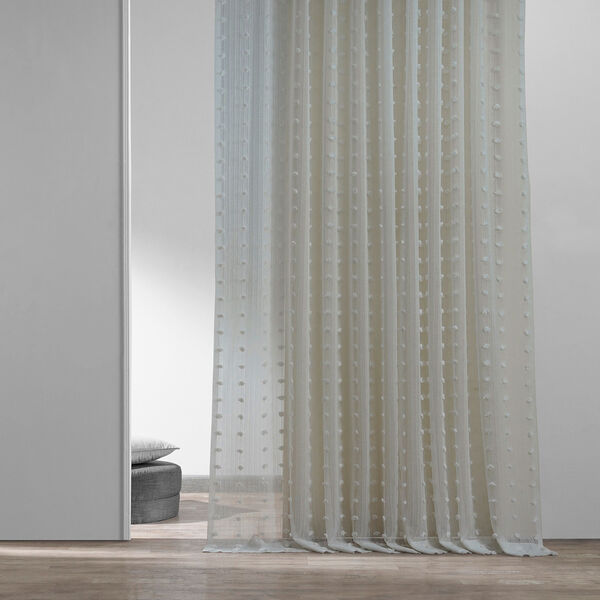 White Dot Patterned Faux Linen Single Panel Curtain 50 x 96, image 2
