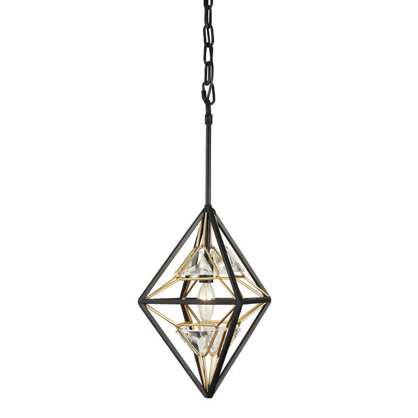 Marcia Matte Black and French Gold One-Light Pendant, image 2