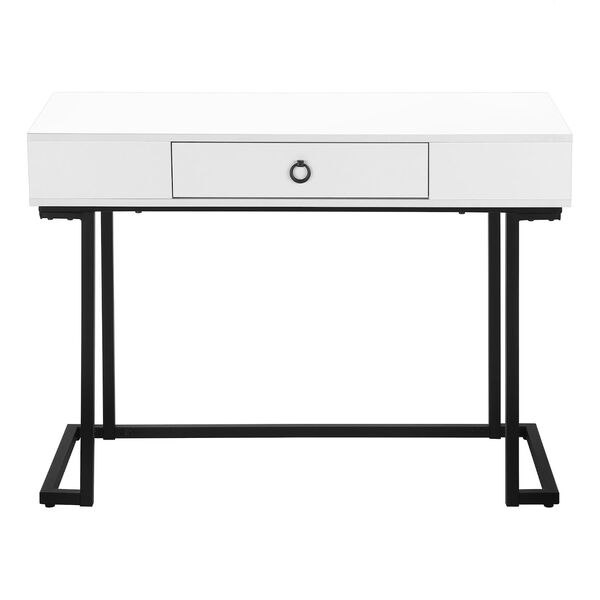 White and Black Writing Desk with One Drawer, image 4