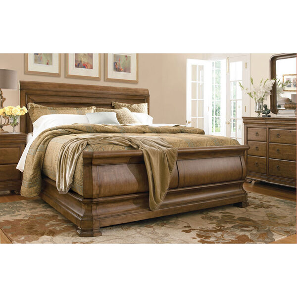 Louie P Cognac Complete King Sleigh Bed, image 1