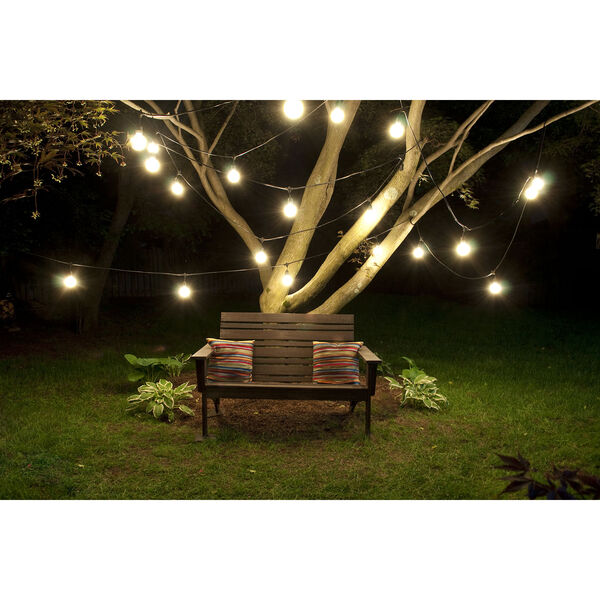 10-Piece Black Outdoor String Light Kit with Clear Shatter Resistant Globe G16 LED E12 0.7W 2700K Light Bulbs, image 2