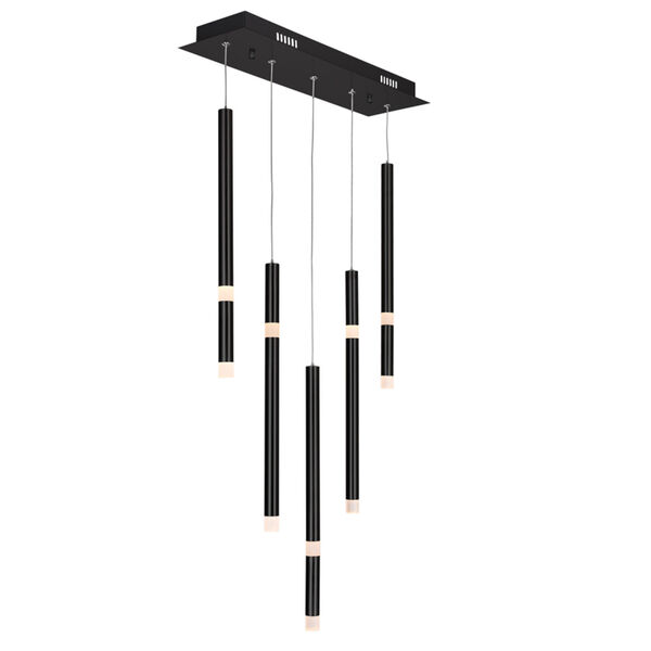 Flute Black Five-Light LED Chandelier, image 1