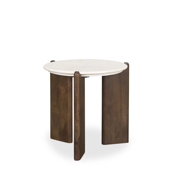 Rumer Dark Brown Wood With White Marble Side Table, image 1