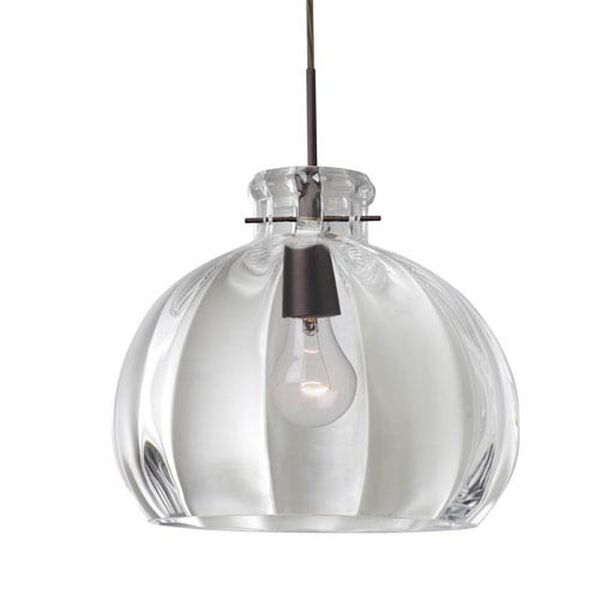 Pinta 12 Bronze One-Light Flat Canopy 120v Midi Pendant with Clear Glass, image 1