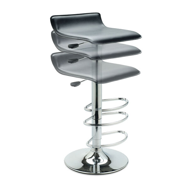 Single Airlift Swivel Stool with Black Faux Leather Seat, image 2