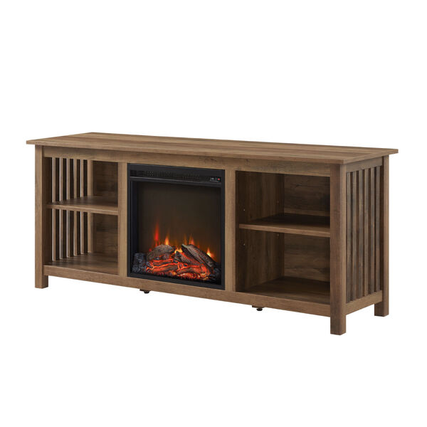 Mission Rustic Oak Fireplace TV Stand, image 2