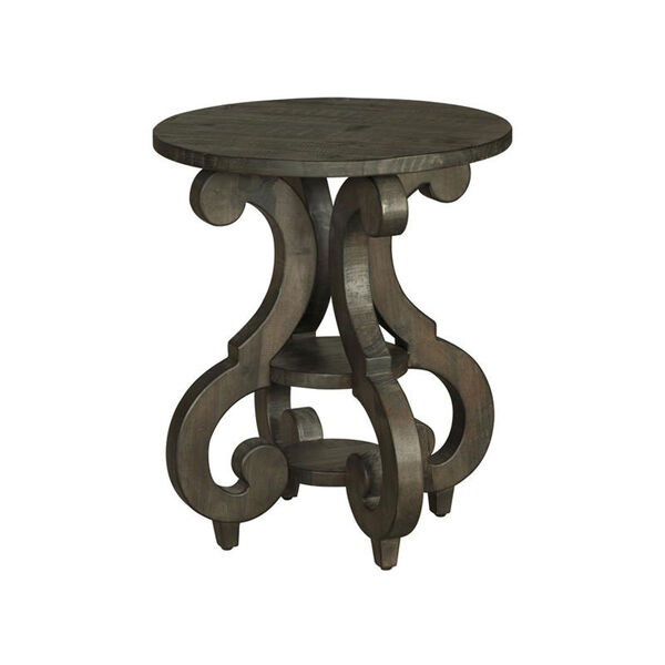 Bellamy Round Accent End Table in Weathered Pine, image 1