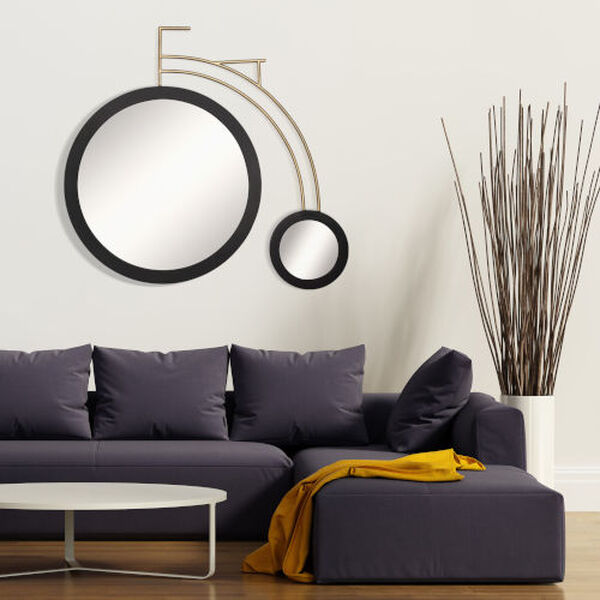 Out For A Ride Matte Black Havana Gold 44 x 39 Inch Wall Mirror, image 5