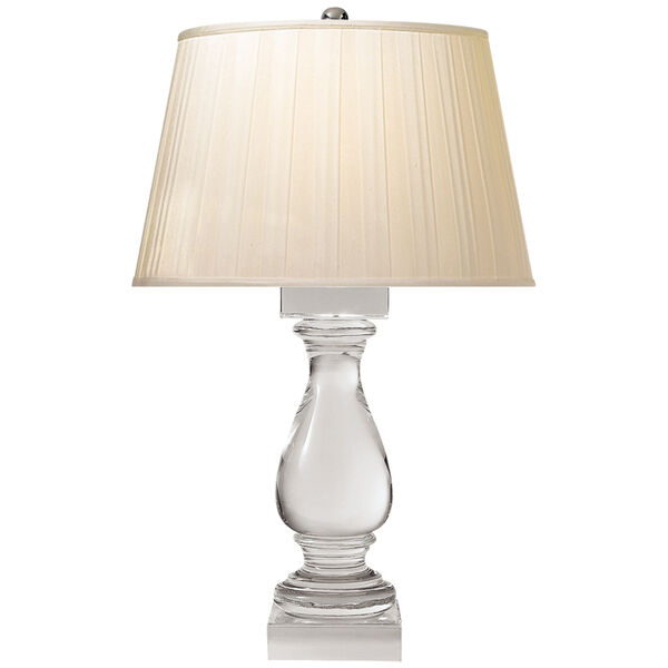 Balustrade Crystal 27-Inch One-Light Table Lamp with Silk Box Pleated Shade by Chapman and Myers, image 1